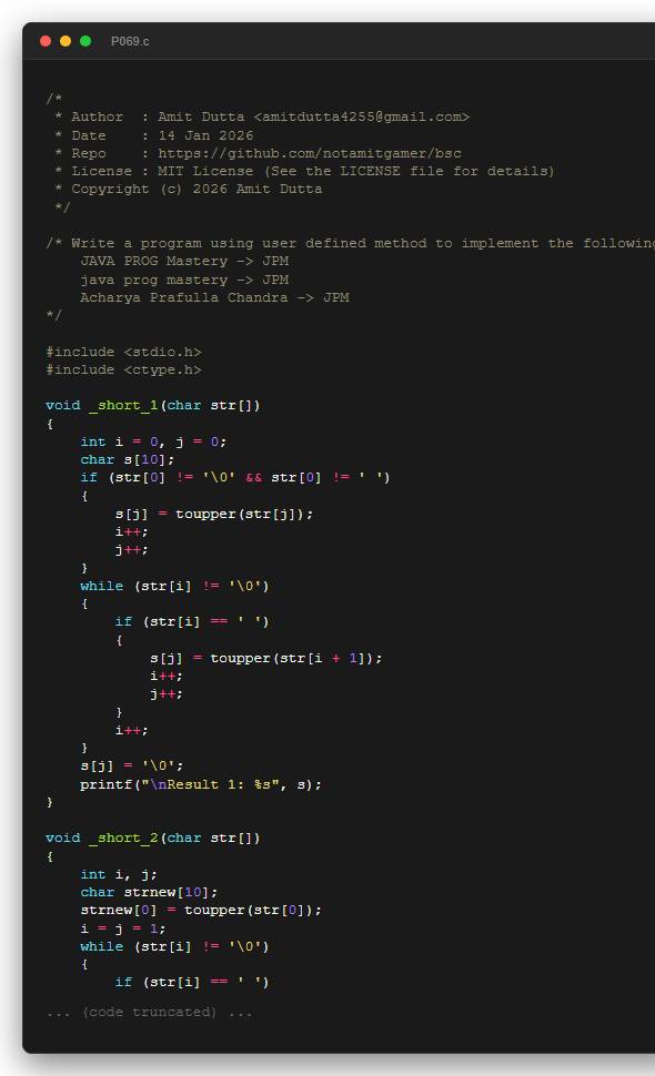 Write a program using user defined method to implement the following JAVA PROG Mastery -> JPM java prog mastery -> JPM Acharya Prafulla Chandra -> JPM